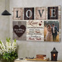 Christian scripture canvas wall art featuring 1 Corinthians 13, customized couple names and date, meaningful anniversary gift