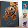 Pet memorial dog portrait canvas, personalized with photo, pet name and dates; gift for dog lovers, living room decor