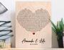 Personalized Heart-Shaped Wedding Song Lyrics Canvas Art For Anniversary Gift