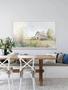 Rustic Farmhouse Canvas Featuring Wildflower And Barn - Watercolor Country Landscape For Living Room