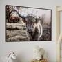 Rustic Farmhouse Highland Cow Canvas For Dining Room - Farmhouse Cattle Art