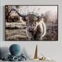 Rustic Farmhouse Highland Cow Canvas For Dining Room - Farmhouse Cattle Art