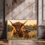 Personalized Rustic Farmhouse Highland Cow Canvas For Farmhouse Decor