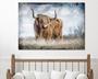 Personalized Rustic Farmhouse Highland Cow Canvas For Living Room – Cattle Ranch Decor Art, Farmhouse Animal Portrait