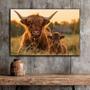 Personalized Rustic Farmhouse Highland Cow Canvas For Farmhouse Decor