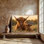 Personalized Rustic Farmhouse Highland Cow Canvas For Farmhouse Decor