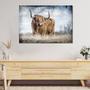 Personalized Rustic Farmhouse Highland Cow Canvas For Living Room – Cattle Ranch Decor Art, Farmhouse Animal Portrait