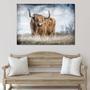 Personalized Rustic Farmhouse Highland Cow Canvas For Living Room – Cattle Ranch Decor Art, Farmhouse Animal Portrait