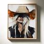 Rustic Farmhouse Portrait Canvas With Blonde Cowgirl - Unique Modern Western Art For Stylish Home DéCor