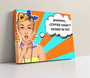 Personalized quote pop art canvas with bold comic styling and custom text, vibrant wall decor for living room or home office