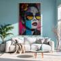 Contemporary Pop Art Canvas For Fashion Lovers - Trendy Women's Sunglasses Portrait Wall Decor