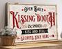 Charming Valentine Kissing Booth Canvas - Vintage Style For Modern Farmhouse DéCor