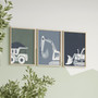 Construction nursery canvas wall art with an excavator digger, decor for a baby boy nursery and construction theme.