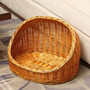 Handmade Wicker Pet House Christmas Basket - Cat Cave Dog Bed & Nest For Cats And Dogs