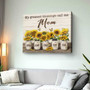 Sunflower canvas wall decor showcasing My Greatest Blessings Call Me Mom, custom children's names; meaningful gift for mom
