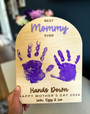 Emotional Customized Handprint Best Mom Ever Wood Sign, Perfect For Mother's Day