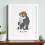 Mother and child watercolor canvas portrait, horizontal layout, personalized from photo, sage wash, Mother's Day gift
