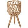 Bamboo Weave Water Hyacinth Planter Baskets with Wood Stands