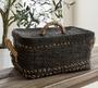 Black Woven Wicker Basket for Laundry and Storage