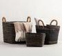 Black Woven Wicker Basket for Laundry and Storage