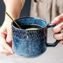 Bohemian Blue Ceramic Coffee Mug with Lid for Gift & Travel