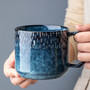 Bohemian Blue Ceramic Coffee Mug with Lid for Gift & Travel