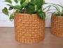 Boho Indoor Wicker Planter Basket - Natural Beige Houseplant Holder