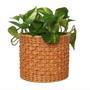 Boho Indoor Wicker Planter Basket - Natural Beige Houseplant Holder