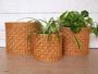 Boho Indoor Wicker Planter Basket - Natural Beige Houseplant Holder