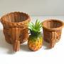 Brown Woven Rattan Elephant Storage Basket