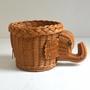 Brown Woven Rattan Elephant Storage Basket