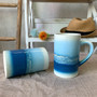 Coffee and Tea Glaze Blue and White Ceramic Mug for Men