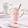 Custom Marble Coffee Mug Set With Lids - Mum & Dad Mug Gifts