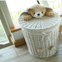 Customized White Rattan Laundry Basket