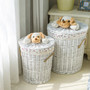 Customized White Rattan Laundry Basket