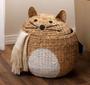 Cute Animal Bear Shaped Laundry Basket - Rattan Water Hyacinth