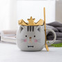 Cute Cat Coffee Mug with Spoon for Women and Girls