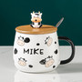 Cute Cow 3D Ceramic Travel Mug with Wooden Lid