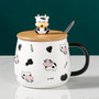 Cute Cow 3D Ceramic Travel Mug with Wooden Lid