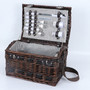 Dark Brown Wicker Picnic Basket Set for 2 People