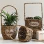 Decorative Round Rattan Seagrass Basket for Storage & Plants