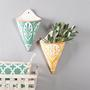 Decorative Triangle Ceramic Wall Pocket Flower Pot