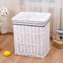 Elegant White Wicker Laundry Basket for Hotels