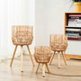 Elegant Woven Rattan Plant Stand for Rustic Decor