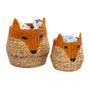 Fox Shaped Woven Seagrass Basket for Home Decor