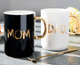 Gift Box Black and White Ceramic Mug Set with Lid and Spoons | Mum Mugs | Dad Mugs