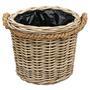 Grey Rattan Wicker Planter Basket with Handle