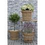 Grey Rattan Wicker Planter Basket with Handle