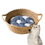 Hand Woven Round Wicker Dog Bed for Indoor and Outdoor