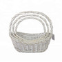 Handmade White Wicker Flower Basket for Flowers